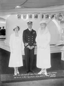 Queen Mary with the Duke and Duchess of York aboard HMY Victoria and Albert 1933. Creator: Kirk & Sons of Cowes
