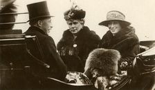 Queen Mary with the Princess Royal and Viscount Lascelles, 1923. Creator: Unknown