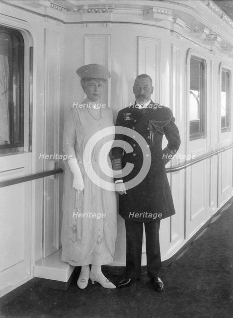Queen Mary and King George V aboard 'HMY Victoria and Albert', c1933. Creator: Kirk & Sons of Cowes.
