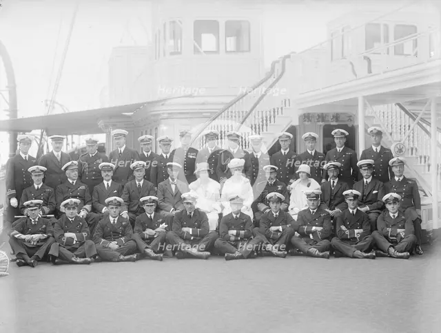 Queen Mary and King George V on board 'HMY Victoria and Albert', 1925. Creator: Kirk & Sons of Cowes.