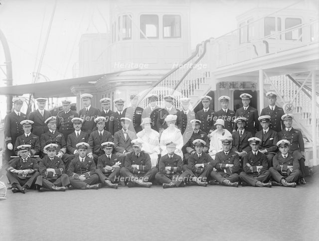 Queen Mary and King George V on board 'HMY Victoria and Albert', 1925. Creator: Kirk & Sons of Cowes.