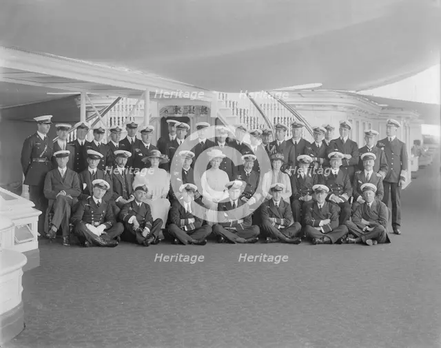 Queen Mary and King George V on board 'HMY Victoria and Albert', 1922. Creator: Kirk & Sons of Cowes.