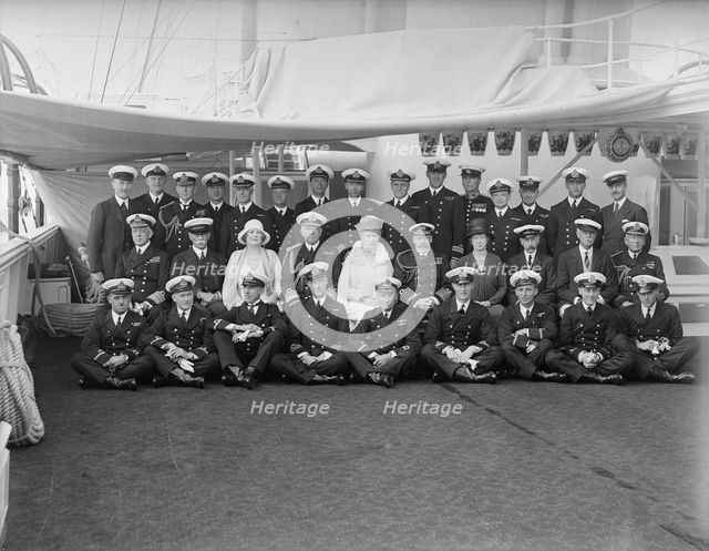 Queen Mary and King George V on board 'HMY Victoria and Albert', 1930. Creator: Kirk & Sons of Cowes.