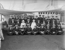Queen Mary and King George V on board HMY Victoria and Albert 1930. Creator: Kirk & Sons of Cowes