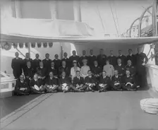 Queen Mary and King George V on board HMY Victoria and Albert c1922. Creator: Kirk & Sons of Cowes