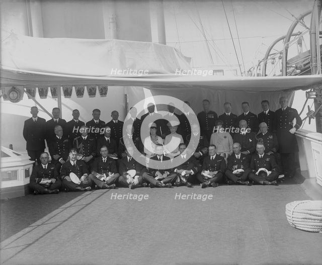 Queen Mary and King George V on board 'HMY Victoria and Albert', c1922. Creator: Kirk & Sons of Cowes.
