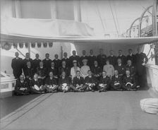 Queen Mary and King George V on board HMY Victoria and Albert c1922. Creator: Kirk & Sons of Cowes