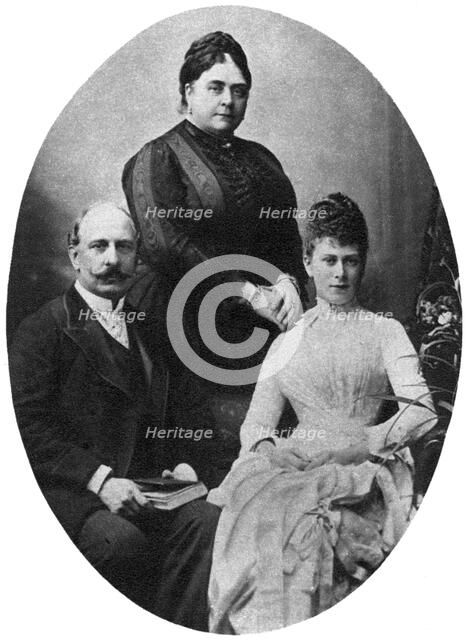 Queen Mary and her parents, the Duke and Duchess of Teck, c1890-1900, (1935). Artist: Unknown