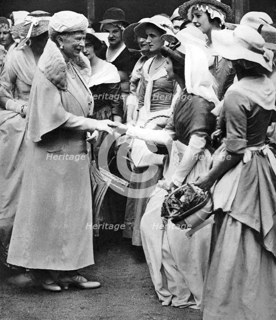 Queen Mary at the old Westminster market and fair in Dean's Yard, Westminster, c1936. Artist: Unknown