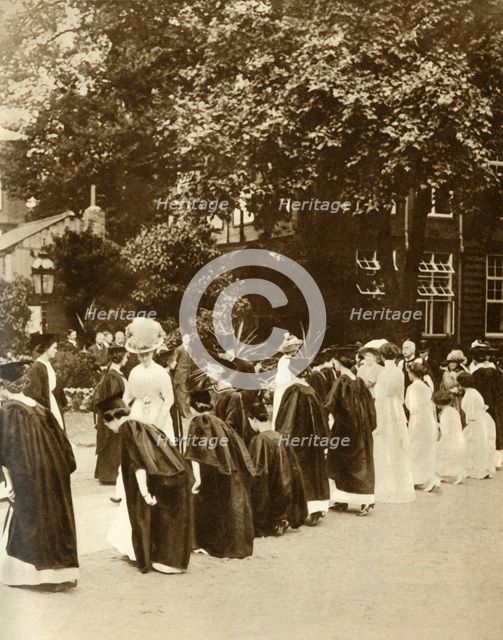 Queen Mary at Bedford College, London, 1913, (1935). Creator: Unknown.