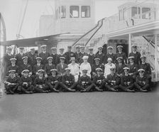 Queen Mary, King George V and crew on board HMY Victoria and Albert 1925. Creator: Kirk & Sons of Cowes