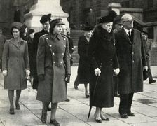 Queen Mary, Princess Elizabeth, Princess Margaret..., Armistice Day, 1945 (1951). Creator: Unknown
