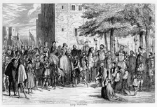 Queen Mary receiving the prisoners on the Tower Green, 1553 (1840). Artist: George Cruikshank