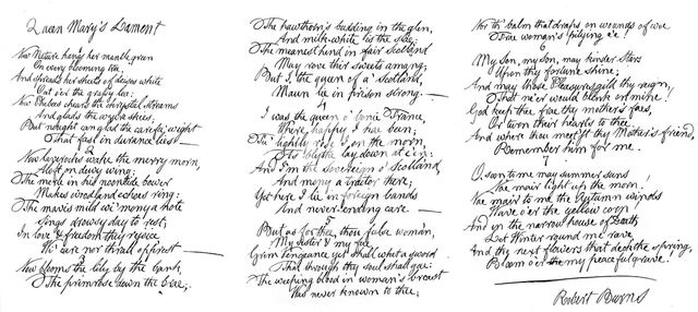 Queen Mary's Lament, poem in the handwriting of Robert Burns, late 18th century, (1840). Artist: Robert Burns