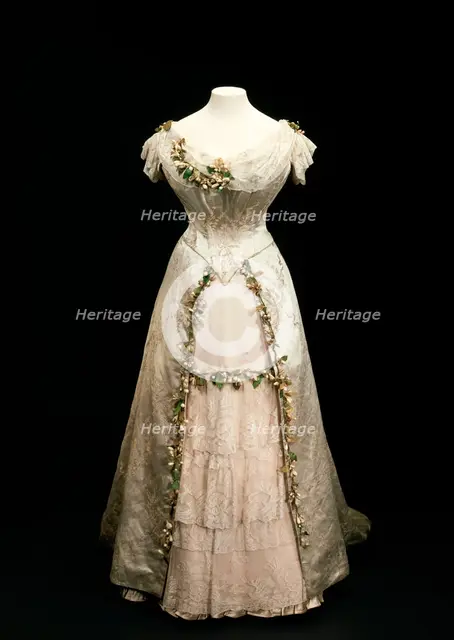 Queen Mary's wedding dress (back view), 1893. Creator: Unknown.