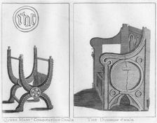 Queen Mary's Coronation Chair and The Dunmow Chair c1790. Creator: Unknown