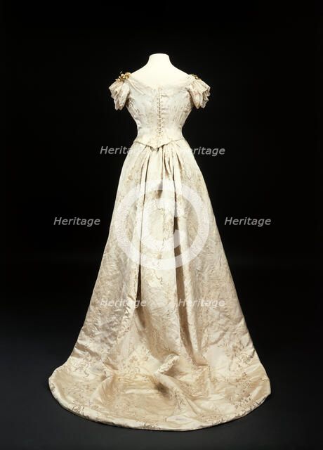 Queen Mary's wedding dress (back view), 1893. Artist: Unknown