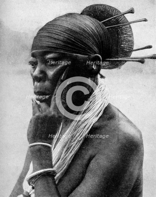 Queen Nenzima of the Mangbetu, Belgian Congo (Congo Republic), 1922.Artist: H Lang