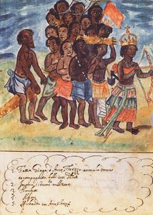 Queen Nzinga with Military Entourage, Kingdom of Matamba, Angola (From: Manoscritti Araldi), Between