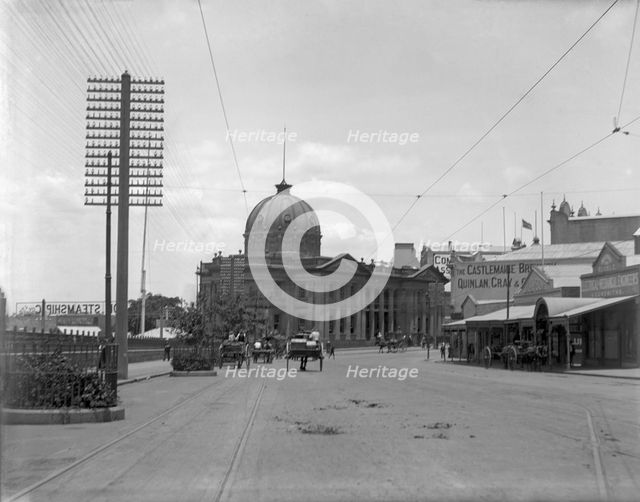 Queen street (Brisbane), Customs House in background Brisbane, 1905. Creator: Robert Augustus Henry L'Estrange.