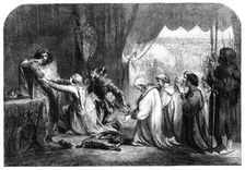 "Queen Philippa interceding with her husband Edward III. for the Burgesses of Calais"..., 1861. Creator: W Thomas
