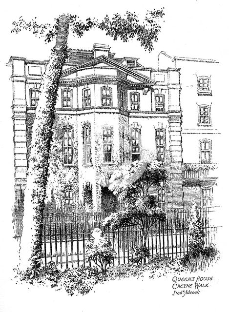 Queen's House, Cheyne Walk, Chelsea, London, 1912. Artist: Frederick Adcock