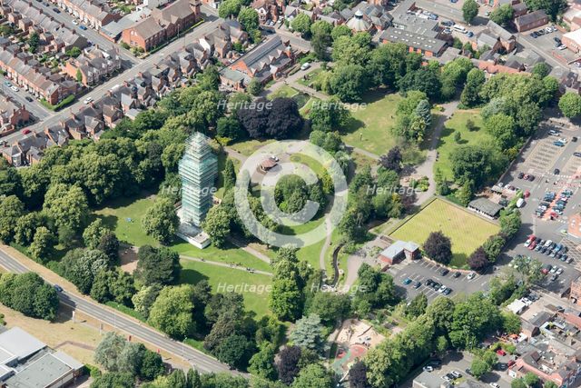 Queen's Park and The Carillion Tower undergoing consevation work, Loughborough, Leicestershire 2018. Creator: Damian Grady.