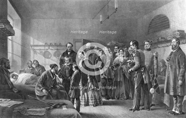 Queen Victoria (1819-1901) visiting wounded soldiers, 19th century. Artist: Unknown