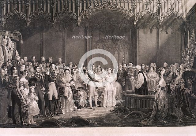 Queen Victoria and Prince Albert's marriage in St James's Palace, London, 1840. Artist: Anon
