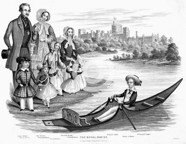 Queen Victoria and Prince Albert with their six eldest children, c1850. Artist: Unknown