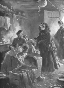 Queen Victoria and the poor: Her Majesty visiting a cottage home (1901). Creator: Gennaro Amato