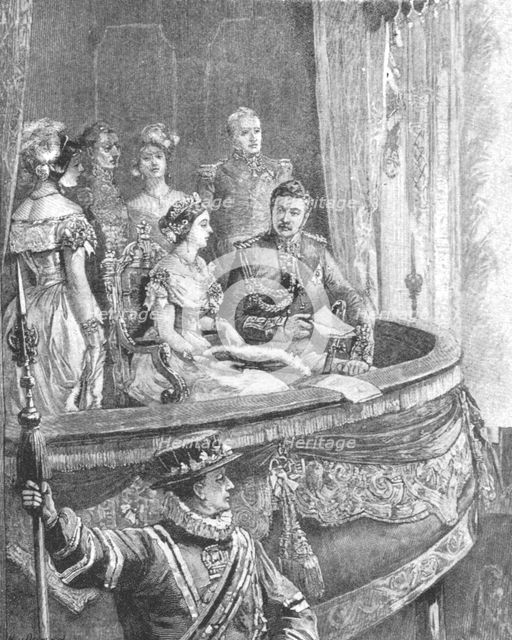 'Queen Victoria and the Prince Consort at the Royal Italian Opera', 1849, (1901). Creator: Unknown.