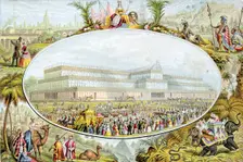 Queen Victoria arriving to open the Great Exhibition at the Crystal Palace, London, 1851. Artist: Le Blond