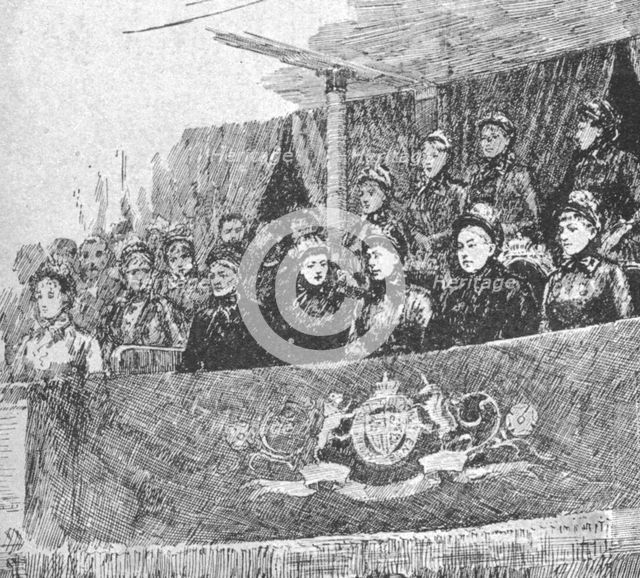 'Queen Victoria at the Performance of..."Mors et Vita" at the Albert Hall, 1886', (1901).  Creator: Unknown.