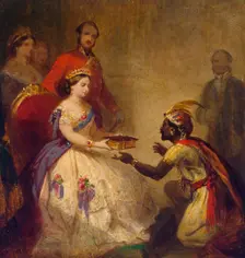 Queen Victoria Giving the Bible to an African Chief 1861. Creator: Barker, Thomas Jones (1815-1882)