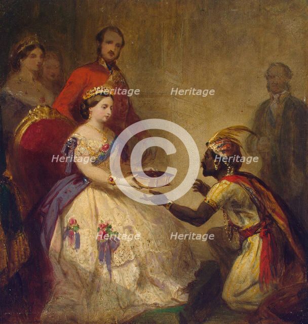 Queen Victoria Giving the Bible to an African Chief', 1861. Creator: Barker, Thomas Jones (1815-1882).
