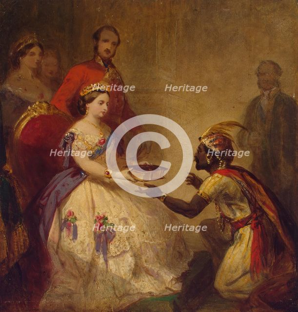 Queen Victoria Giving the Bible to an African Chief (The Secret of England’s Greatness), 1861. Creator: Thomas Jones Barker.