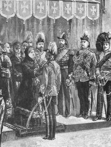 Queen Victoria decorating Officers...at Windsor, December 8, 1879 (1901). Creator: Unknown