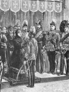 Queen Victoria decorating Officers...at Windsor, December 8, 1879 (1901). Creator: Unknown