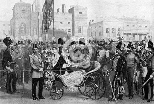 Queen Victoria distributing medals, 18 May 1855, (c1920). Artist: Unknown