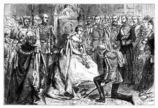 Queen Victoria holding the first investiture of the order of the Star of India, c1861