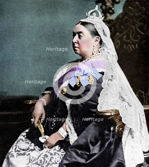 Queen Victoria in ceremonial robes at her Golden Jubilee, 1887 (1951).  Artist: Unknown.