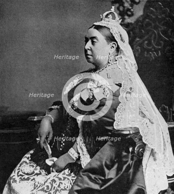 Queen Victoria in ceremonial robes at her Golden Jubilee, 1887 (1951). Artist: Unknown