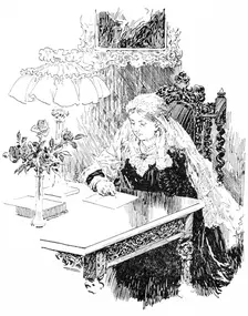Queen Victoria in her Study 1925. Creator: Howard Davie