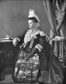 Queen Victoria in the dress she wore at her Golden Jubilee service, 1887. Creator: Hughes & Mullins