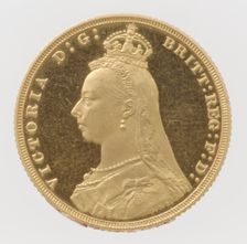 Queen Victoria "Jubilee Head" proof sovereign, 1887. Creator: Joseph Edgar Boehm