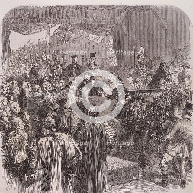 Queen Victoria opening Blackfriars Bridge, London, 1869. Artist: JG
