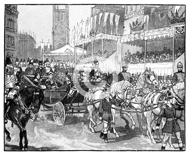 Queen Victoria opening Holborn Viaduct, London, 1869. Artist: Unknown