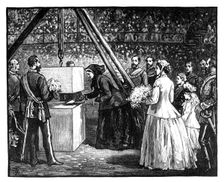 Queen Victoria laying the foundation stone of the Royal Albert Hall, London, 1860s