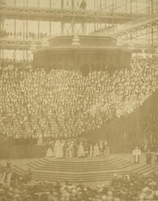 Queen Victoria Presiding at the Reopening of the Reconstructed Crystal Palace at Sydenham, 1854. Creator: Attributed to T. R. Williams (